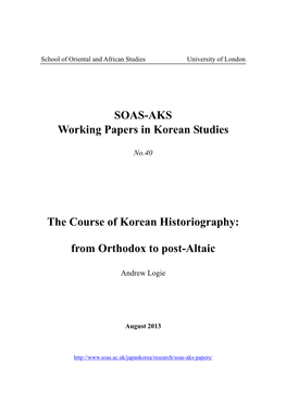 SOAS-AKS Working Papers in Korean Studies