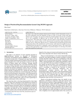 Design of Purebred Dog Recommendation System Using MCDM Approach