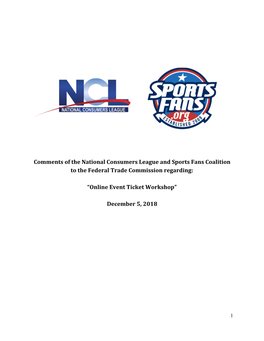 Comments of the National Consumers League and Sports Fans Coalition to the Federal Trade Commission Regarding