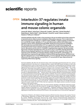 Interleukin-37 Regulates Innate Immune Signaling in Human And