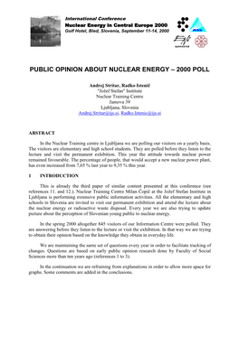 Public Opinion About Nuclear Energy – 2000 Poll