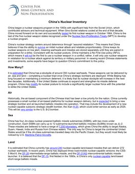 China's Nuclear Inventory