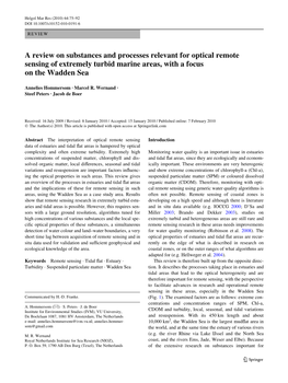 A Review on Substances and Processes Relevant for Optical Remote Sensing of Extremely Turbid Marine Areas, with a Focus on the Wadden Sea