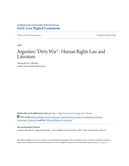 Argentine "Dirty War" : Human Rights Law and Literature Alexander H