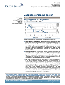 Japanese Shipping Sector Research Analysts INITIATION