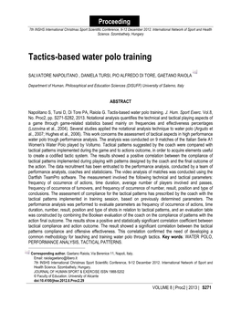 Tactics-Based Water Polo Training