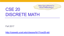 CSE 20 Discrete Math