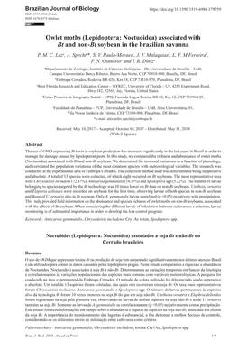 Owlet Moths (Lepidoptera: Noctuoidea) Associated with Bt and Non-Bt Soybean in the Brazilian Savanna P