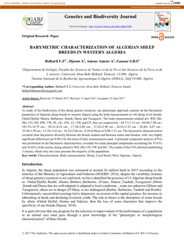 Genetics and Biodiversity Journal