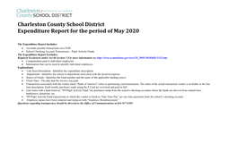 Charleston County School District Expenditure Report for the Period of May 2020