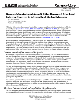 German-Manufactured Assault Rifles Recovered from Local Police In