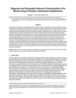 Diagenesis and Petrographic Reservoir Characterization of the Mission Canyon Formation, Southeastern Saskatchewan