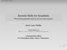 Security Skills for Sysadmins