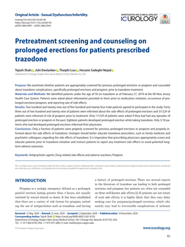 Pretreatment Screening and Counseling on Prolonged Erections for Patients Prescribed Trazodone