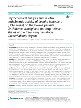 Phytochemical Analysis and in Vitro Anthelmintic Activity of Lophira