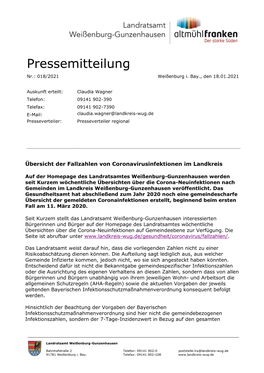 Pressemitteilung Nr.: 018/2021 Weißenburg I