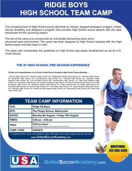 Ridge Boys High School Team Camp