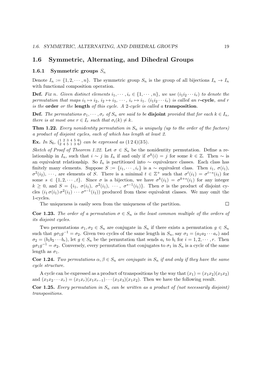 1.6 Symmetric, Alternating, and Dihedral Groups