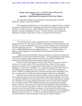 Final Settlement Agreement Appendix 2 - Distribution Percentages for Each Class Member