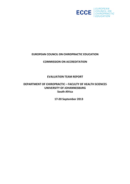 European Council on Chiropractic Education Commission on Accreditation Evaluation Team