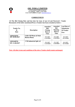 OIL INDIA LIMITED (A Government of India Enterprise) P.O