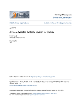 A Freely Available Syntactic Lexicon for English