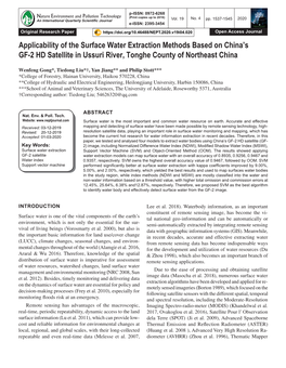 Applicability of the Surface Water Extraction Methods Based on China’S GF-2 HD Satellite in Ussuri River, Tonghe County of Northeast China