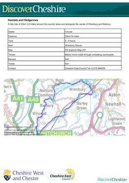 Hamlets and Hedgerows a Hilly Ride of 22Km (14 Miles) Around the Country Lanes and Alongside the Canals of Wrenbury and Marbury