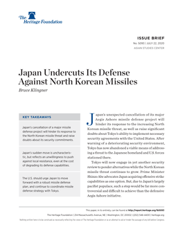 Japan Undercuts Its Defense Against North Korean Missiles Bruce Klingner