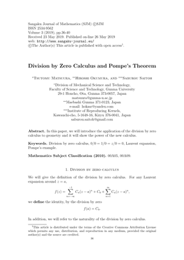 Division by Zero Calculus and Pompe's Theorem