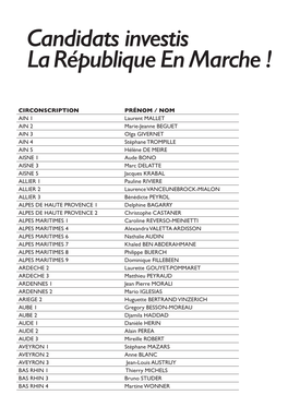 Candidats Investis La République En Marche !