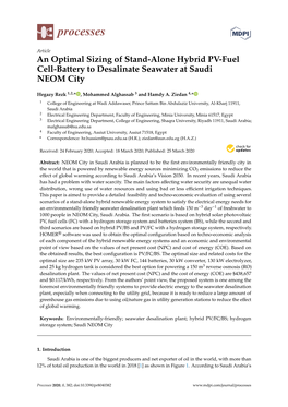 An Optimal Sizing of Stand-Alone Hybrid PV-Fuel Cell-Battery to Desalinate Seawater at Saudi NEOM City