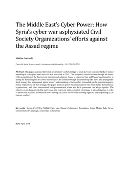 The Middle East's Cyber Power: How Syria's Cyber War Asphyxiated Civil