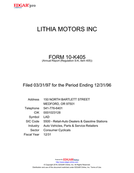 Lithia Motors Inc