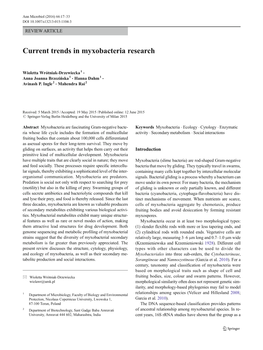 Current Trends in Myxobacteria Research