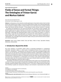 The Ontologies of Tristan Garcia and Markus Gabriel