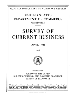 Survey of Current Business April 1922