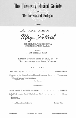 The University Musical Society Oj the University of Michigan