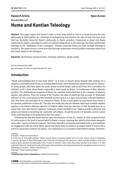 Hume and Kantian Teleology