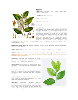 BENZOIN Plant/Part: Tree/Gum from Trunk (Source:Java, Sumatra and Thailand)