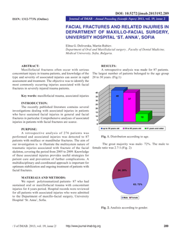 Facial Fractures and Related Injuries in Department of Maxillo-Facial Surgery, University Hospital ‘St