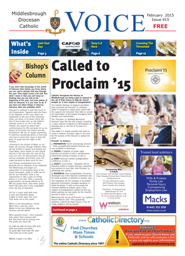 February 2015 Diocesan Issue 415 Catholic VOICE FREE