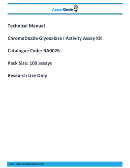 Technical Manual Chromadazzle Glyoxalase I Activity