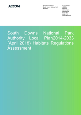 (April 2018) Habitats Regulations Assessment AECOM South Downs National Park Authority Page Ii