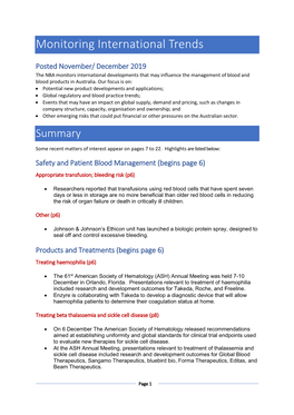 Monitoring International Trends