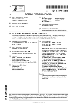 Use of a Cationic Preservative in Food