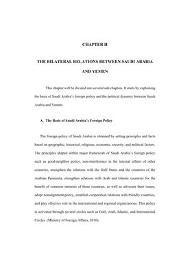 Chapter Ii the Bilateral Relations Between Saudi