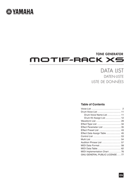 MOTIF-RACK XS Data List Voice List