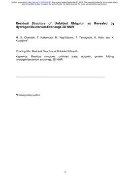 Residual Structure of Unfolded Ubiquitin As Revealed by Hydrogen/Deuterium-Exchange 2D NMR