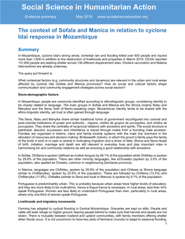 Social Science in Humanitarian Action O Evidence Summary May 2019